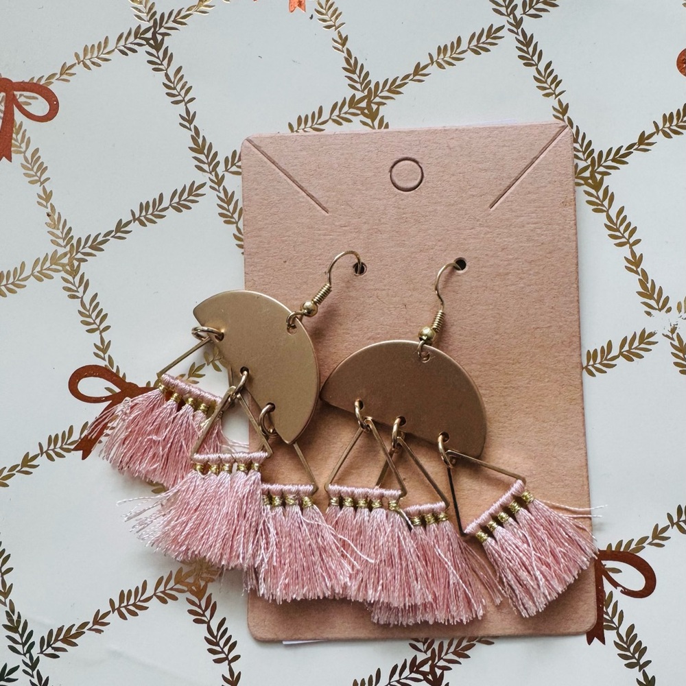 Elegant Pink Tassel Earrings